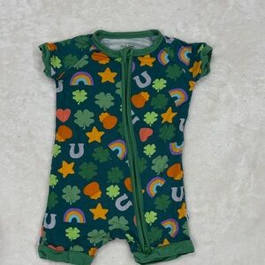 Little Sleepies Green and Orange Patterned Bodysuit